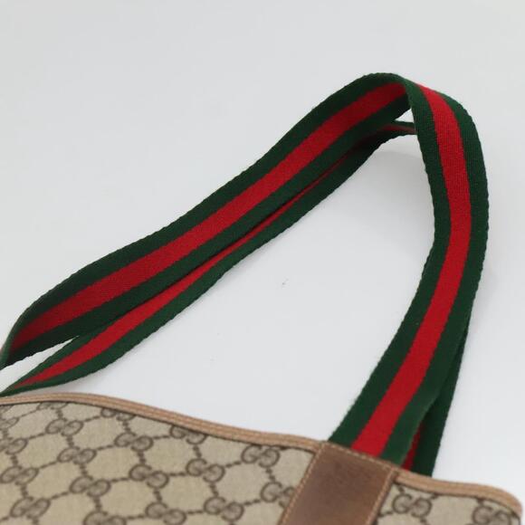 GUCCI GG Supreme Web Sherry Line Tote Bag Pvc Beige Gold 39 02 39 02 - Picture 8 of 16